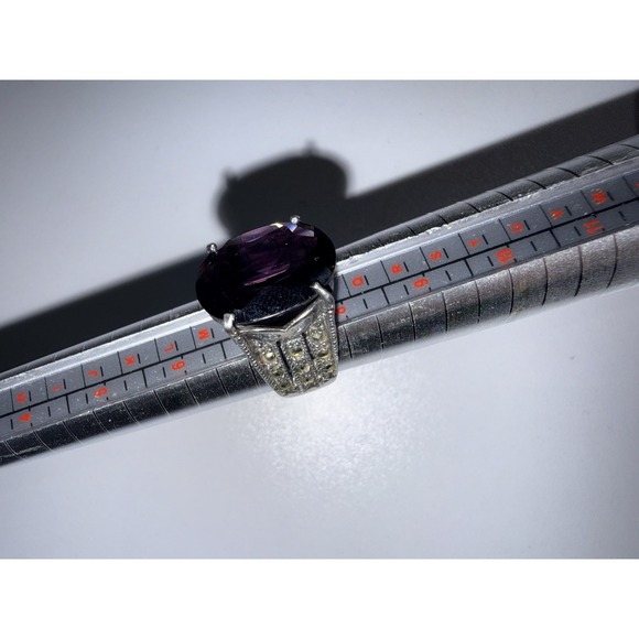 VINTAGE ORNATE AFRICAN AMETHYST STERLING‎ SILVER RING Sz 7.5